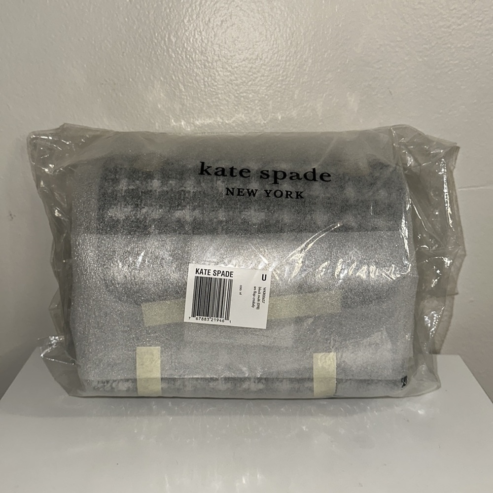 KATE SPADE-tweed Blk & Wht Natalia Flap Crossbody Shoulder Bag NWT - Picture 8 of 16